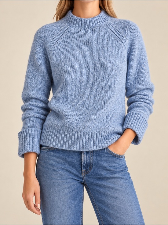 J. Crew Sweaters - J.Crew Blue Alpaca Blend Textured Mock Neck Sweater Medium